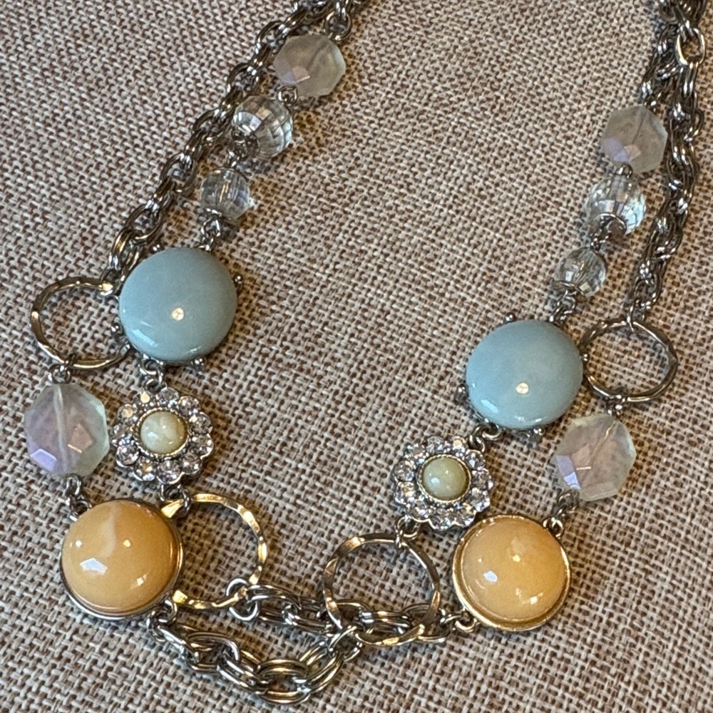 Ann Taylor Silver long Necklace with Accents